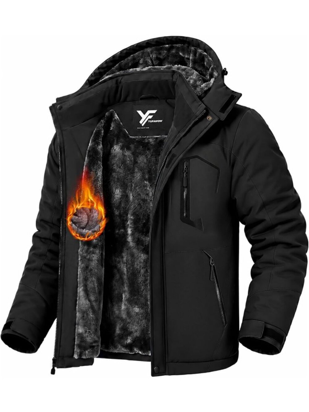 Men's Insulated Winter Jacket - Waterproof Windbreaker for Skiing, Hiking